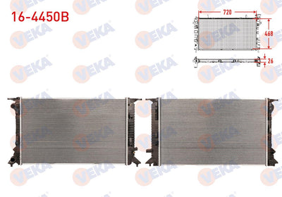 Veka 16-4450B Water Radiator Brazing Audi A4 (8K2,B8) 2.0 TDI M-T 2007-2015 — Radiators & Fans