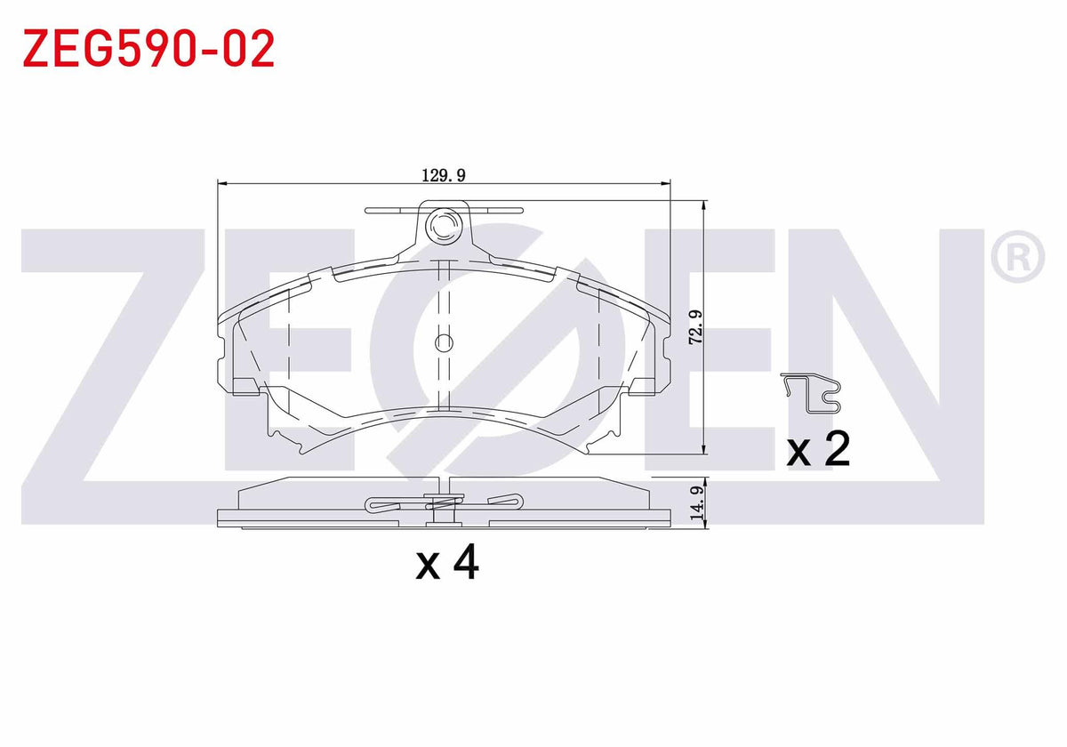 Zegen ZEG590-02 Brake Pad Front Mitsubishi Carisma (Da) 1.8 GDI 1995-2006 / Carisma (Da) 1.6 1995-2006 / Colt VI — Brake Pads