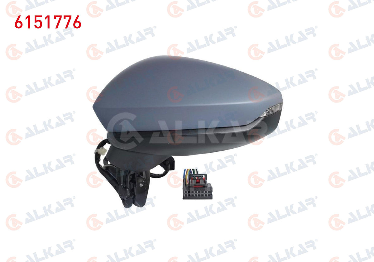 Alkar 6151776 Outer Rear View Mirror Left Electric Aspheric Primed Automatic Folding with Turn Si — Tail, Signal & Reflectors