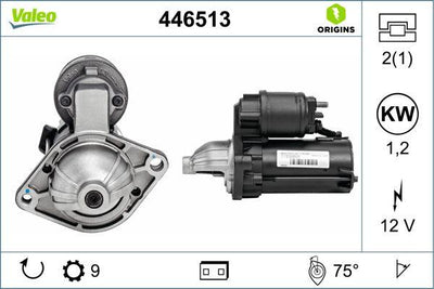 Valeo 446513 Starter Motor Opel Astra J A13DTE, Corsa D/E 1.3 CDTi, Chevrolet Aveo/Cruze/Orlando 1.3D — Starting & Charging