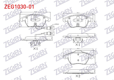 Zegen ZEG1030-01 Brake Pad Front with Connector VW Golf V 1.4 TSI 2003-2009 / Jetta IV 1.6 TDI 2011-/ Scirocco 1 — Brake Pads