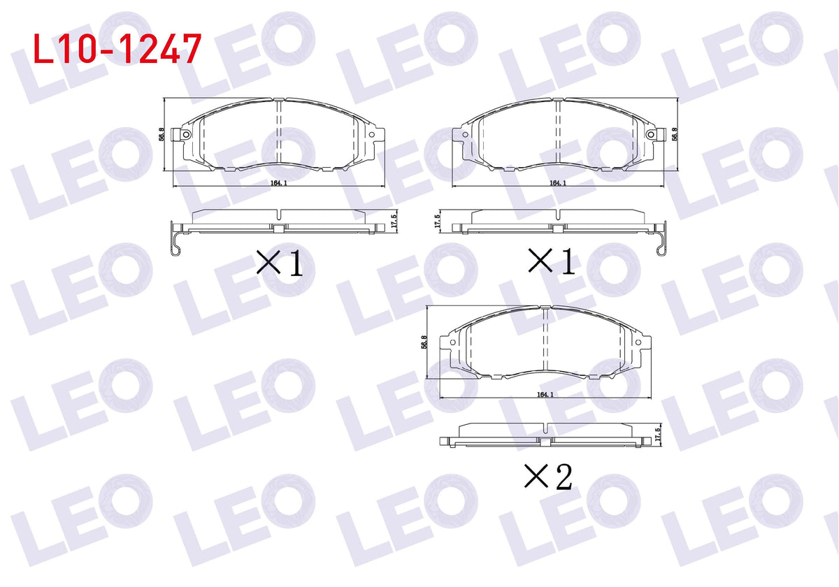 LEO L10-1247 Brake Pad Front with Wear Indicator Nissan Pick Up (D22) 2.5 DI 4Wd 1998-/ Np300 Skystar 2.5 dCi 20 — Brake Pads