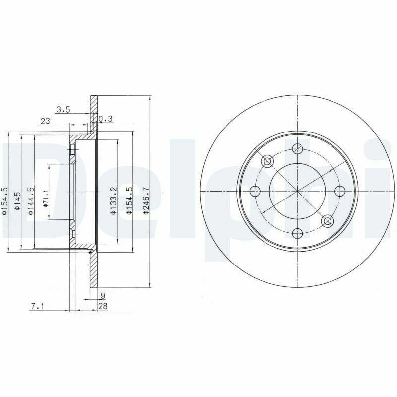 Delphi BG3653 Brake Disc for Partner II and Berlingo II, Delphi BG3653 specifications and dimensions, Delphi BG3653 brake disc installed in a vehicle Delphi BG3653 Brake Disc - Premium Replacement for Partner II, Berlingo II, P307, C2, C3, C4 | 1 Piece Delphi BG3653 Brake Disc - Perfect for Partner II & Berlingo II brake-disc, delphi, car-parts, replacement-parts, partner-II, berlingo-II, peugeot, mechanics, automotive, ai-generated