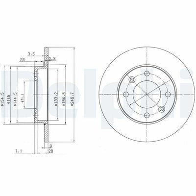 Delphi BG3653 Brake Disc - Partner II, Berlingo II and 4 more models — Brake Rotors & Drums