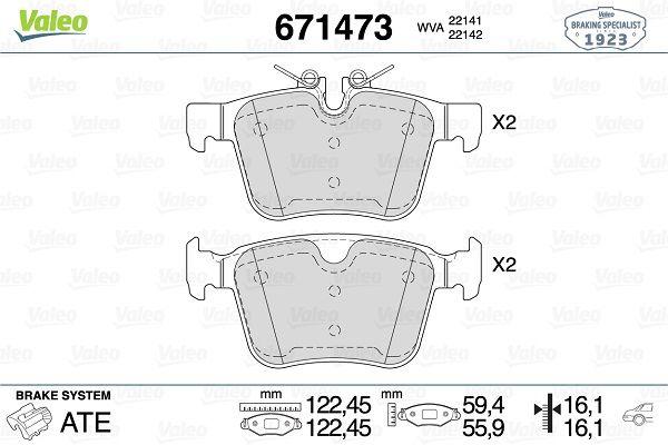 Valeo 671473 Brake Pad Rear 15-Discovery Sport-Range Rover Evoque, Volvo S90/XC90/XC60 16-18 — Brake Pads