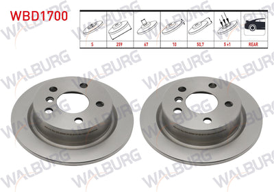 WALBURG WBD1700 Brake Disc Rear Mini Cooper 2013 — Brake Rotors & Drums