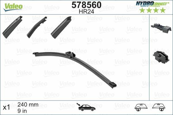 VALEO 578560 Rear Wiper Blade - 24Cm Compatible with 12-A-Series Vehicles — Wipers