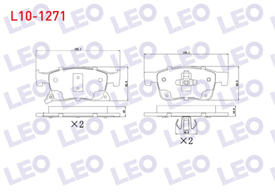 LEO L10-1271 Brake Pad Front with Wear Indicator Opel Astra K 1.6 CDTi 16 Rim 2015-/ Astra K 1.4i Turbo 16 Rim 2015-/ Astra K 1.0i Turbo 16 Rim 2015