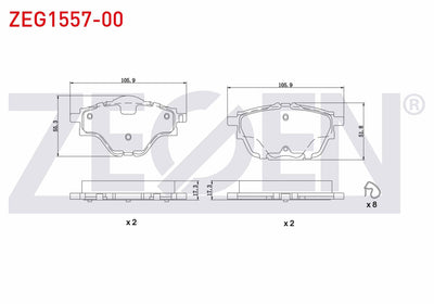 Zegen ZEG1557-00 Brake Pad Rear Citroen C4 Picasso II 1.6 HDi 13-/ C4 Picasso II 1.6 VTI 13-/ C5 AirCross 18-/ P — Brake Pads