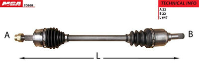 MGA 70868 Axle Left (Fiat: Grande Punto 1.2 1.4 05-12) — Axles, CV Joints & Boots