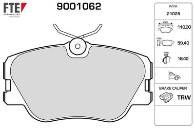 Fte 9001062 Brake Pad Front W201 88-93 W124 88-93 S124 85-93 C124 93-97 A124 93-98 — Brake Pads