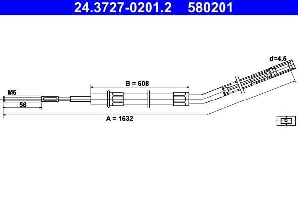 ATE El Brake Cable E-21 Rear - 64.25 in Length — Brake Cables & Hardware