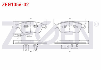 Zegen ZEG1056-02 Brake Pad Front with Connector Audi A8 (4E_) 3.0 TFSI 2003-2010 / Audi A8 (4E_) 4.2 V8 TDI 2003 — Brake Pads