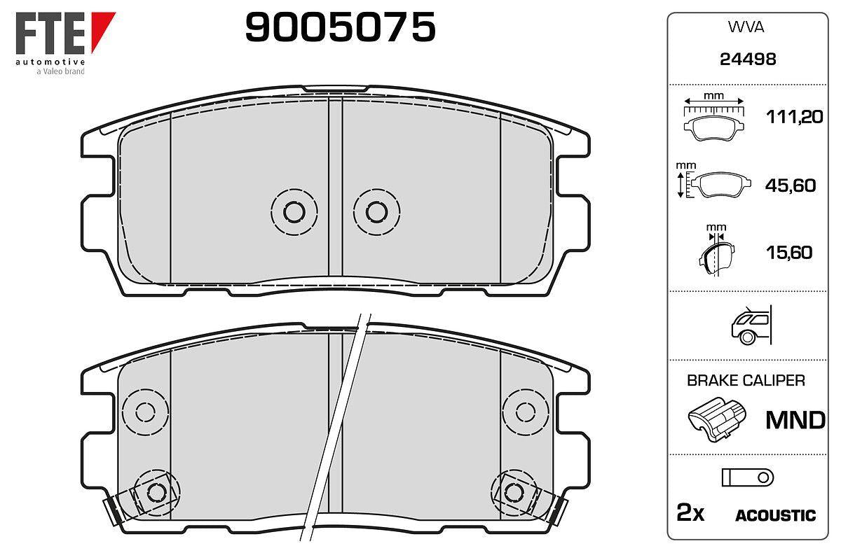 Fte 9005075 Rear Brake Pad Opel Antara Captiva 2.0/2.2/2.4/3.0/3.2 V6 01/11 — Brake Pads