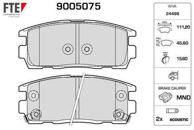 Fte 9005075 Rear Brake Pad Opel Antara Captiva 2.0/2.2/2.4/3.0/3.2 V6 01/11 — Brake Pads