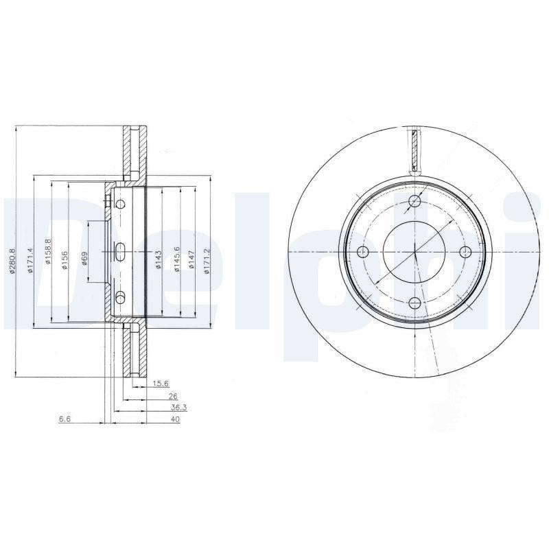 Delphi BG4127 Brake Disc Front Colt 05 1.5Czt | 1 Piece