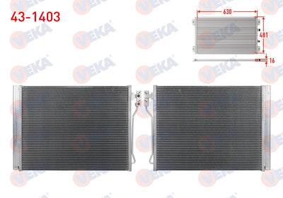 Veka 43-1403 A/C Condenser BMW 5 Series (F10) 520 i 2010 — Condensers & Evaporators