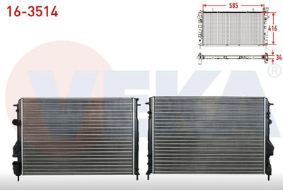Veka 16-3514 Water Radiator Renault Megane I BA0/1.4i 16V 1996-2003 — Radiators & Fans