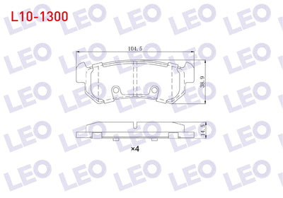 LEO L10-1300 Brake Pad Rear Chevrolet Lacetti (J200) 1.4i 16V 2006-2012 / Lacetti (J200) 1.6i 2006-2012 / Daewoo — Brake Pads