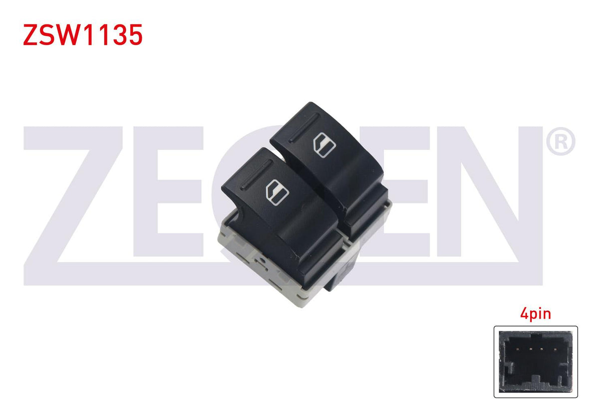 Zegen ZSW1135 Glass Release Switch Twin 4 Pin Volkswagen Transporter V-VI 2003