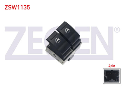 Zegen ZSW1135 Glass Release Switch Twin 4 Pin Volkswagen Transporter V-VI 2003