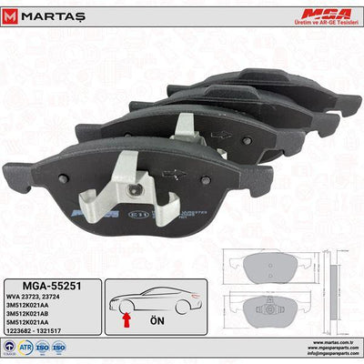 MGA 55251 Front Brake Disc Brake Pad (Ford Focus C-Max 04-15 Mazda3 03-10 Volvo S40-V50-C30-C70) — Brake Pads