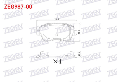 Zegen ZEG987-00 Brake Pad Front Clio III 1.2i 16V 2005-2012 / Clio III 1.4i 16V 2005-2012 / Clio III 1.5 dCi 200 — Brake Pads