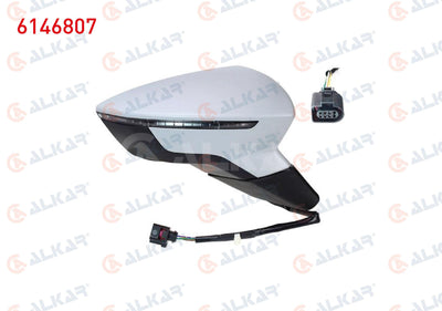 Alkar 6146807 Outer Rear View Mirror Right Electric Heated Primed Automatic Folding with Turn Sig — Tail, Signal & Reflectors