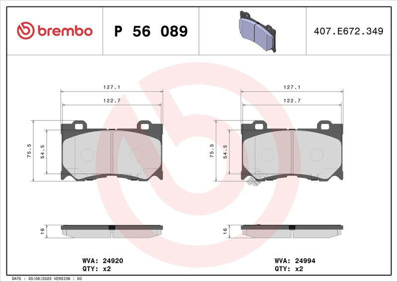 Brembo P56089 Brake Pad Fx Qx70 370Z 08-Front — Brake Pads