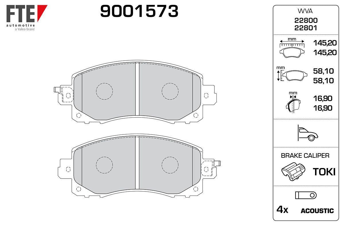 Fte 9001573 Brake Pad Front Subaru Impreza 16-> Xv 17->