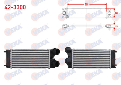 Veka 42-3300 Turbo Radiator (Intercooler) Peugeot Partner 1.6 HDi 110 Hp 2008 — Radiators & Fans