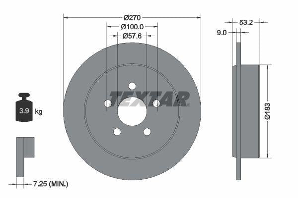 Textar 92108600 *2 Brake Disc Rear Chreysler Criuser-Neon Bm 87-| Set of 2 — Brake Rotors & Drums