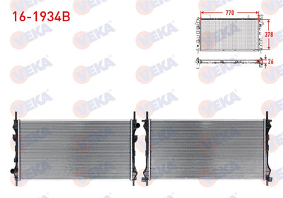 Veka 16-1934B Water Radiator Brazing Ford Transit (V184) 2.4 D M-T Ac + 2000-2006 — Radiators & Fans
