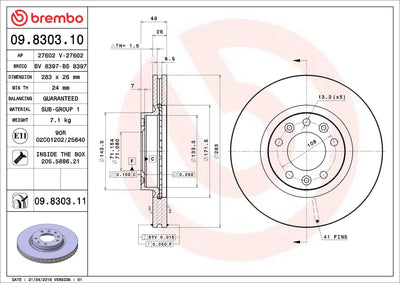 Brembo 09.8303.10 Brake Disc Front Standard Peugeot — Brake Rotors & Drums