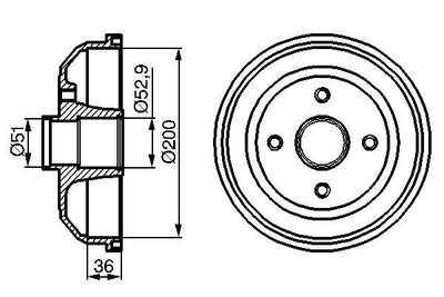 Bosch 0986477134 Brake Drum Rear Opel Corsa C 02-10 without ABS — Brake Rotors & Drums