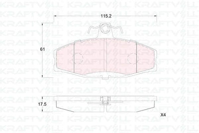 Kraftvoll 07010377 Front Brake Pad Favorit 1.3 (82 > 97) Felicia 1 / 2 (1.3 / 1.6 / 1.9) 94 > 02 Caddy II 1.6 / — Brake Pads