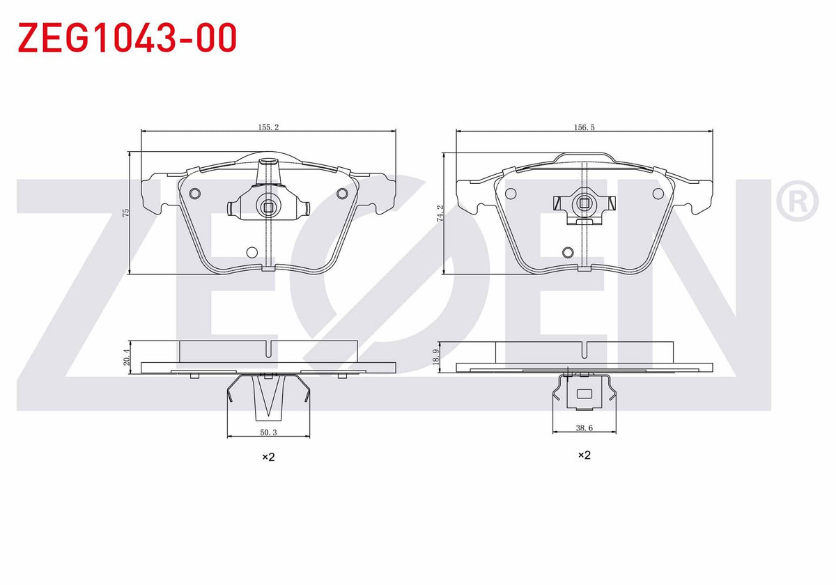 Zegen ZEG1043-00 Brake Pad Front Volvo Xc90 I 2.5 T 2002-2014 / Volvo Xc90 I 3.2i 2002-2014 — Brake Pads