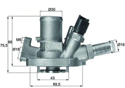 Mahle TI15180 Thermostat Metal with Housing with Switch Fiat Egea/Punto Evo/500/500L/500X 1.4-1.6 — Water Pump & Thermostat