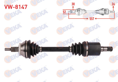 Veka VW-8147 Complete Axle Left Front Length 557mm Volkswagen Polo 1.4-1.6 A-T 2006-2009 / Skoda F — Axles, CV Joints & Boots