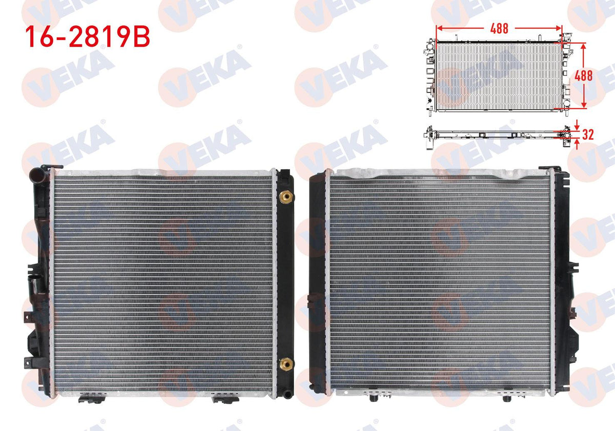 Veka 16-2819B Su Radiator Brazing Mercedes S Series (W126) 260 Se A-T Ac + /-1981-1991 — Radiators & Fans