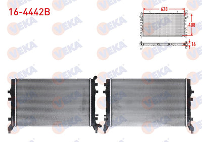 Veka 16-4442B Ek Water Radiator Brazing Volkswagen Golf V, VI 1.2 and 5 more models — Radiators & Fans