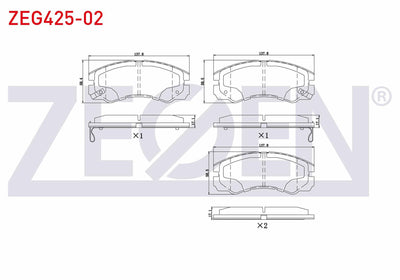 Zegen ZEG425-02 Brake Pad Front with Wear Indicator Opel Frontera A 2.3 TD 1992-1998 / Frontera A 2.4i 1992-1998 — Brake Pads
