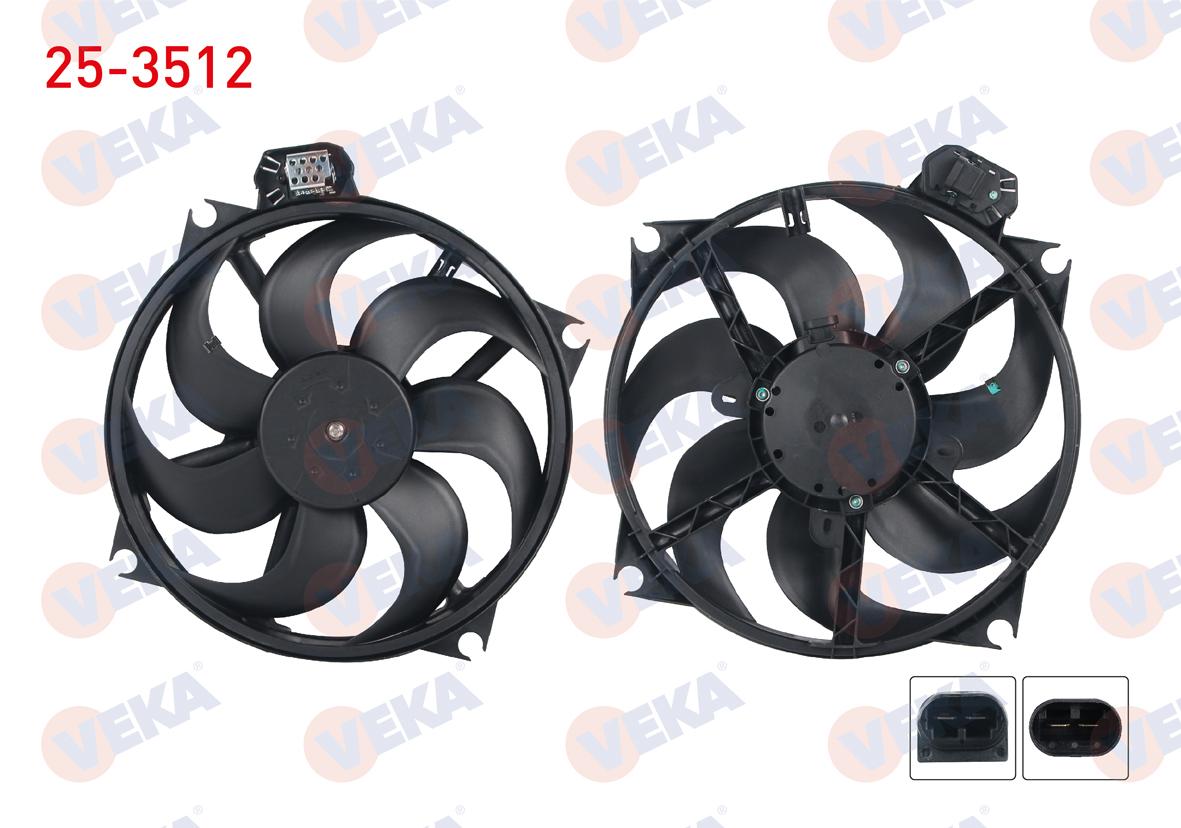 Veka 25-3512 Fan Motor (Su + A/C) with Shroud Single Fan Renault Fluence (L30) 1.5 dCi 2009 — Motors, Pumps & Antennas