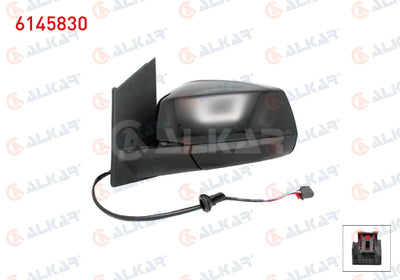 Alkar 6145830 Outer Rear View Mirror Left Electric Heated Automatic Folding Parlak Black 7 Pin Ford Tourneo Connect — Mirrors