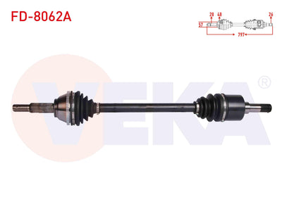 Veka FD-8062A Complete Axle Left Front Ford Transit (V184) 2.0 TDCi (Front Cekıs) ABS li 48 Outer — Axles, CV Joints & Boots