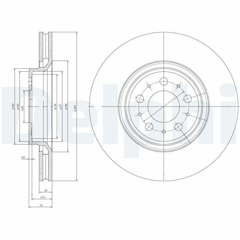 Delphi BG4071 Brake Disc - Ventilated Front Disc for Volvo S60, S80, V70 — Brake Rotors & Drums