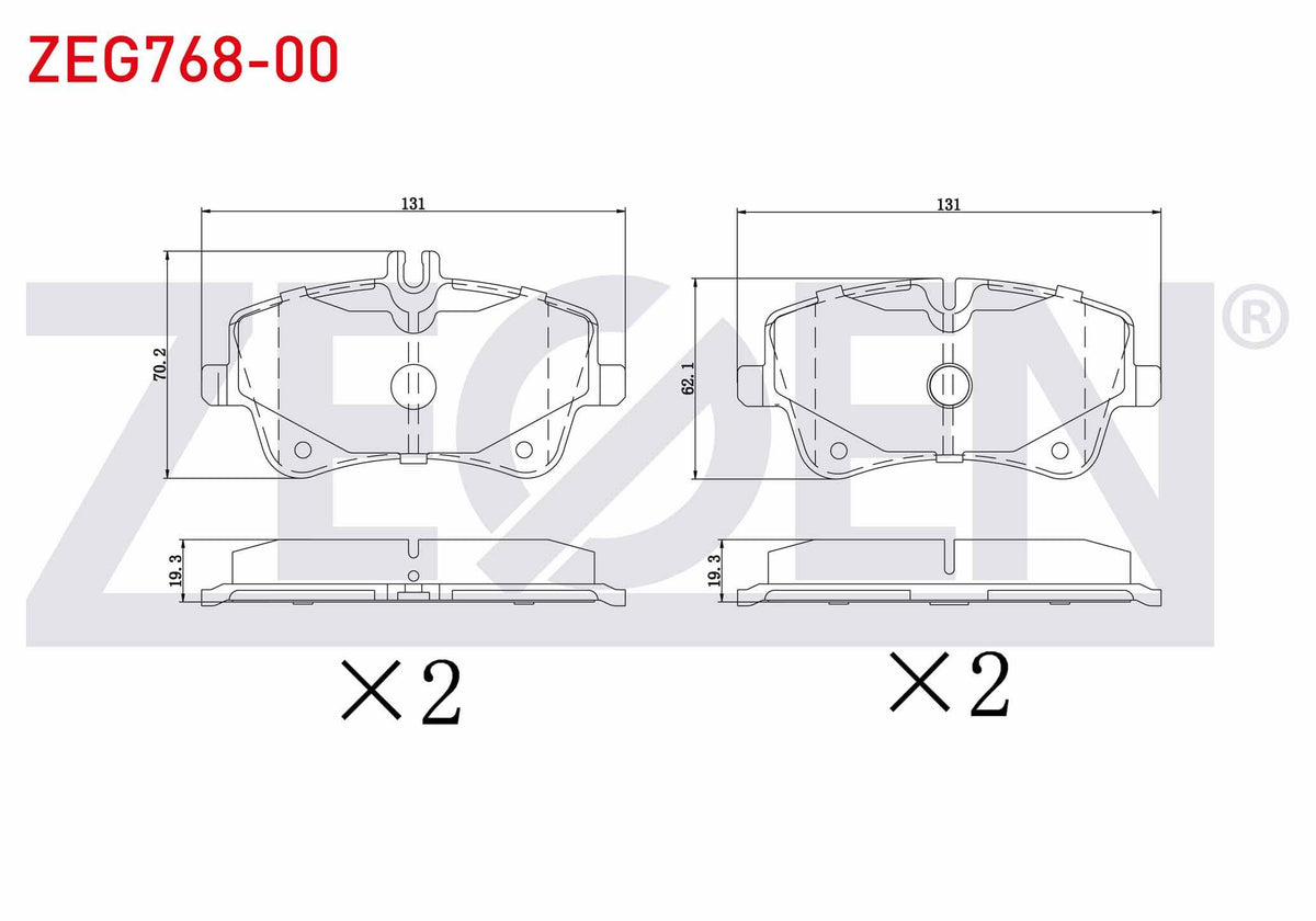 Zegen ZEG768-00 Brake Pad Front Mercedes C Series (W203) C 200 CDI 2000-2006 / (W203) C 180 2000-2006 / (W203) C — Brake Pads