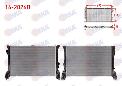 Veka 16-2826B Su Radiator Brazing (5.5mm Fin) Mercedes Vito (W447) 119 Bluetec A-T / M-T Ac + 2014 — Radiators & Fans