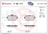 BREMBO P50117 Rear Brake Pads - Mercedes Benz W222, W231, W217
