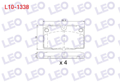 LEO L10-1338 Brake Pad Front Opel Vectra A 1.4 1988-1995 / Vectra A 1.6 1988-1995 / Vectra A 1.8 1988-1995 / Corsa A 1.2 1983-1993 / Corsa A 1.4 1983-1993 / Vectra A 1.7 D 1988-1995 / Tigra A